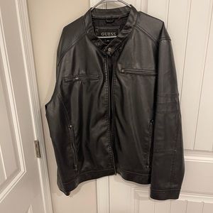 Black leather 2X large guess jacket